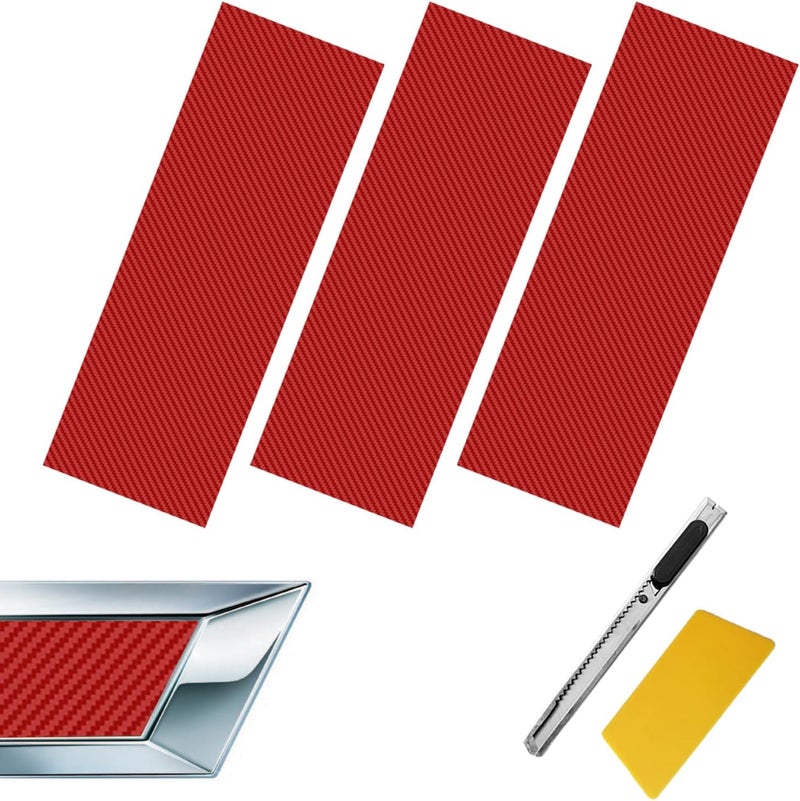 Vrasly Compatible with 11.8" x 4" 3PCS Chevy Bowtie Emblem Logo Stickers Cut DIY Decals, 3 Pcs Universal Logo Overlay Red - Image 1